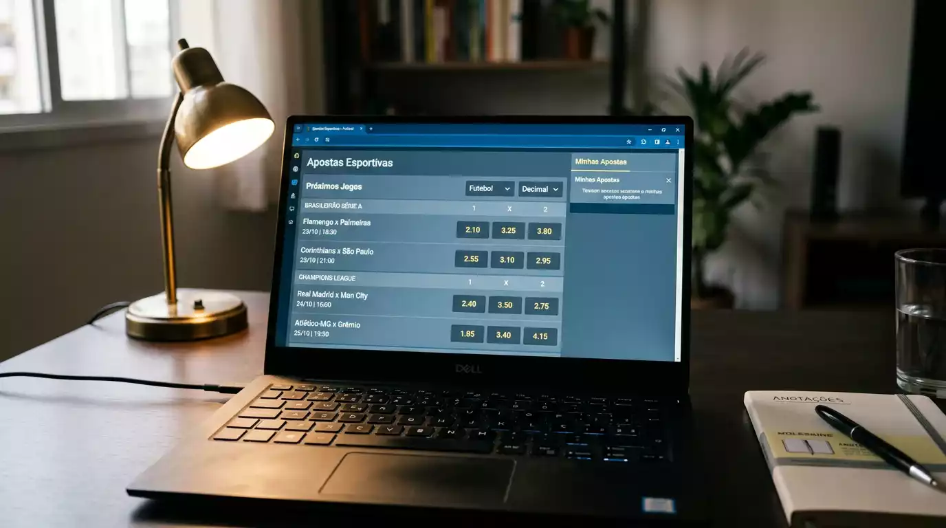 Ecrã de computador mostrando cotações de odds numa plataforma de apostas desportivas